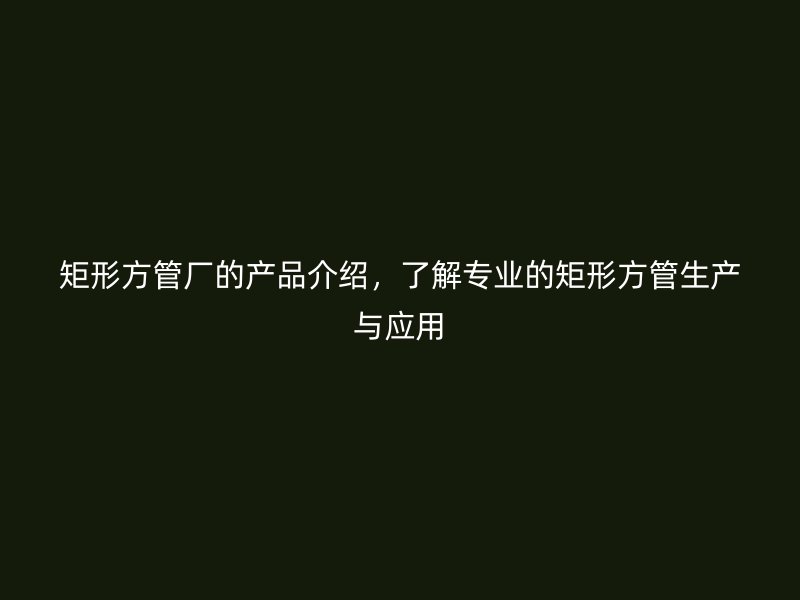 矩形方管廠的產品介紹，了解專業(yè)的矩形方管生產與應用
