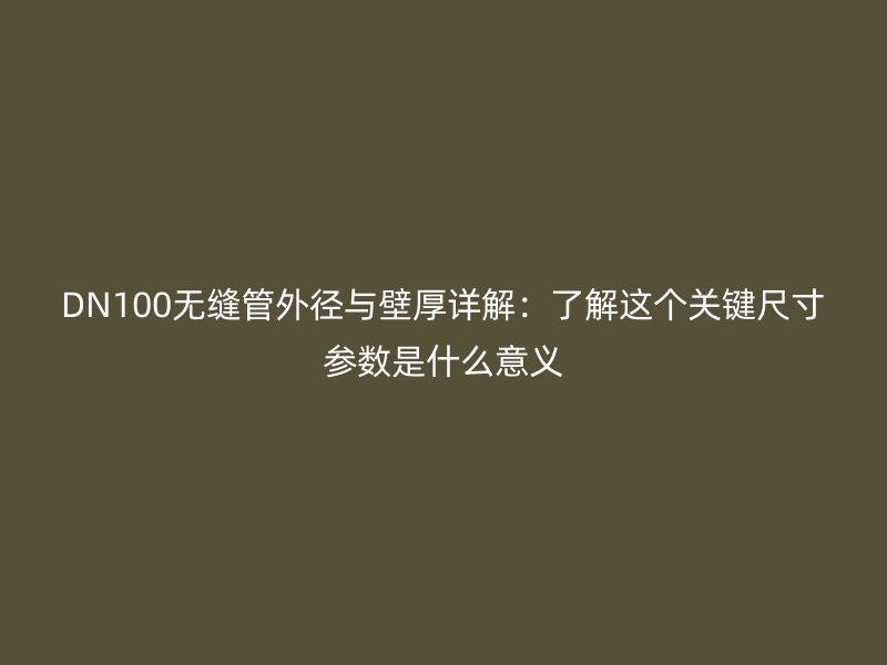 DN100無縫管外徑與壁厚詳解：了解這個關鍵尺寸參數(shù)是什么意義