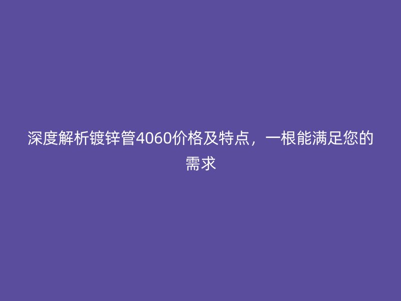 深度解析鍍鋅管4060價格及特點，一根能滿足您的需求