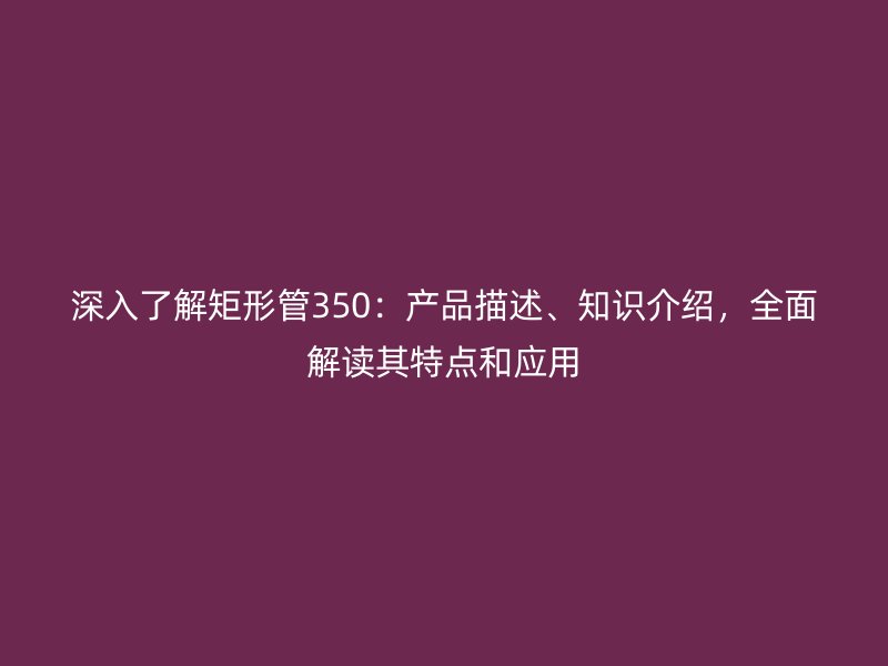 深入了解矩形管350：產品描述、知識介紹，全面解讀其特點和應用