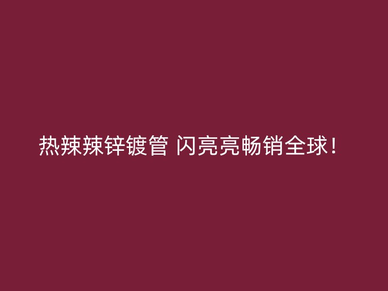 熱辣辣鋅鍍管 閃亮亮?xí)充N全球！