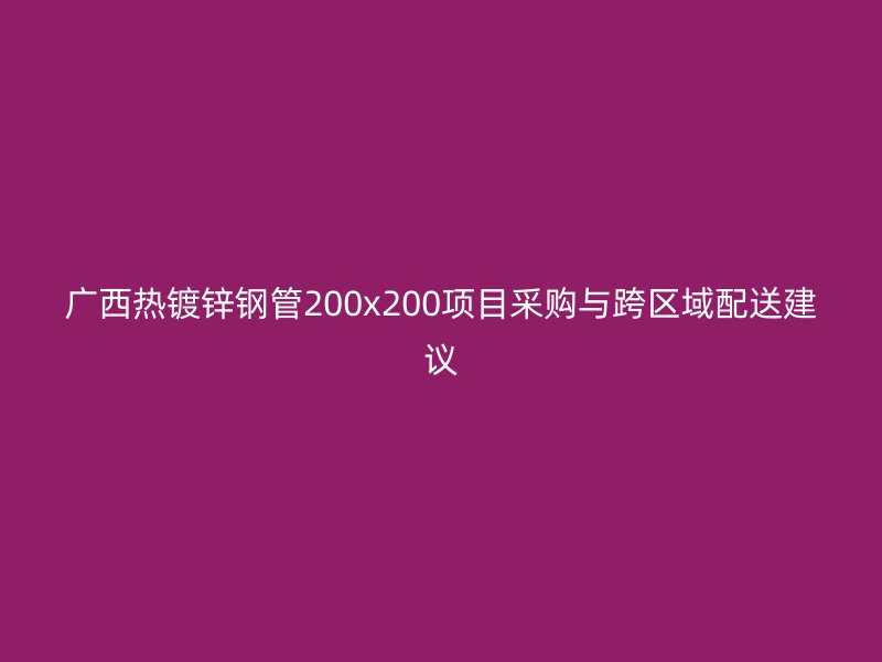 廣西熱鍍鋅鋼管200x200項(xiàng)目采購與跨區(qū)域配送建議