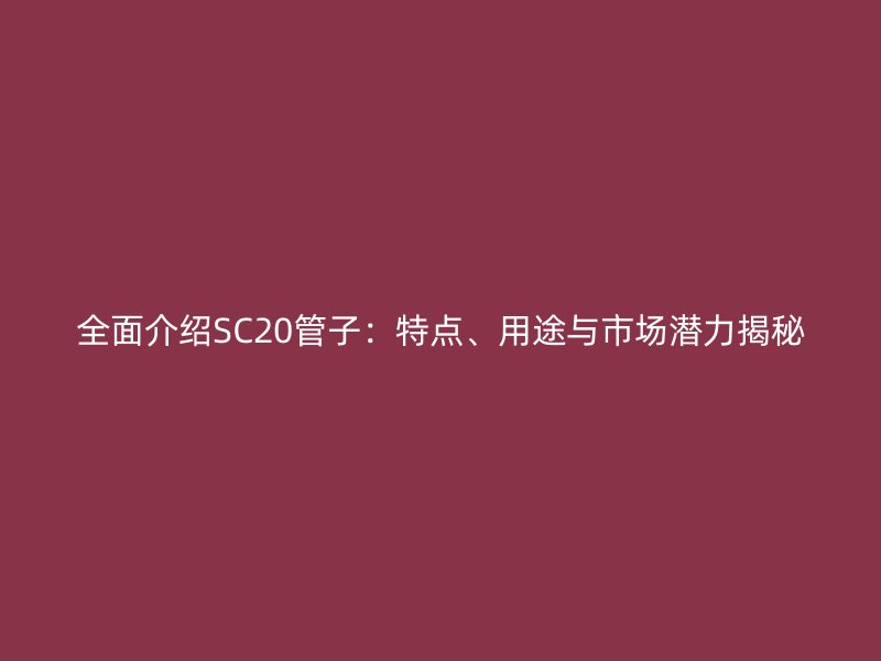 全面介紹SC20管子：特點(diǎn)、用途與市場(chǎng)潛力揭秘